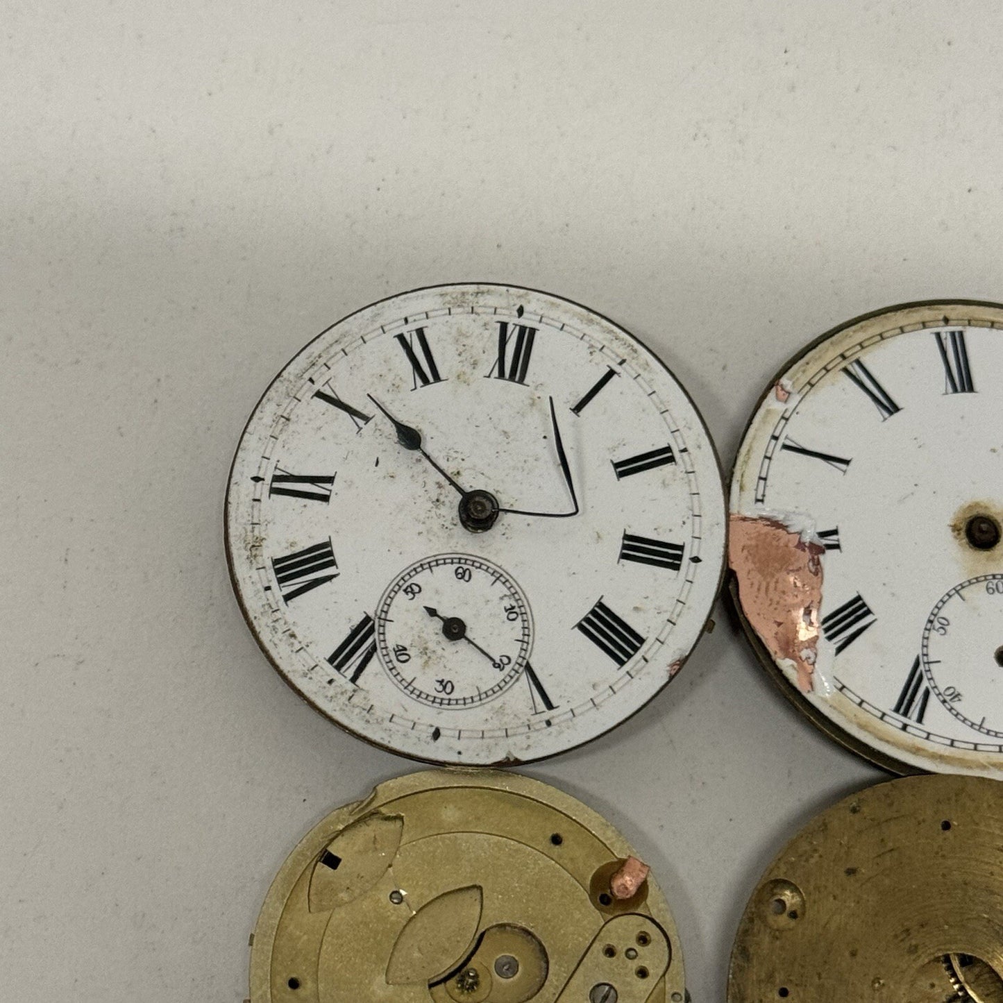 6 x Antique Manual Wind Pocket Watch Movements Parts Repair Bundle Job Lot