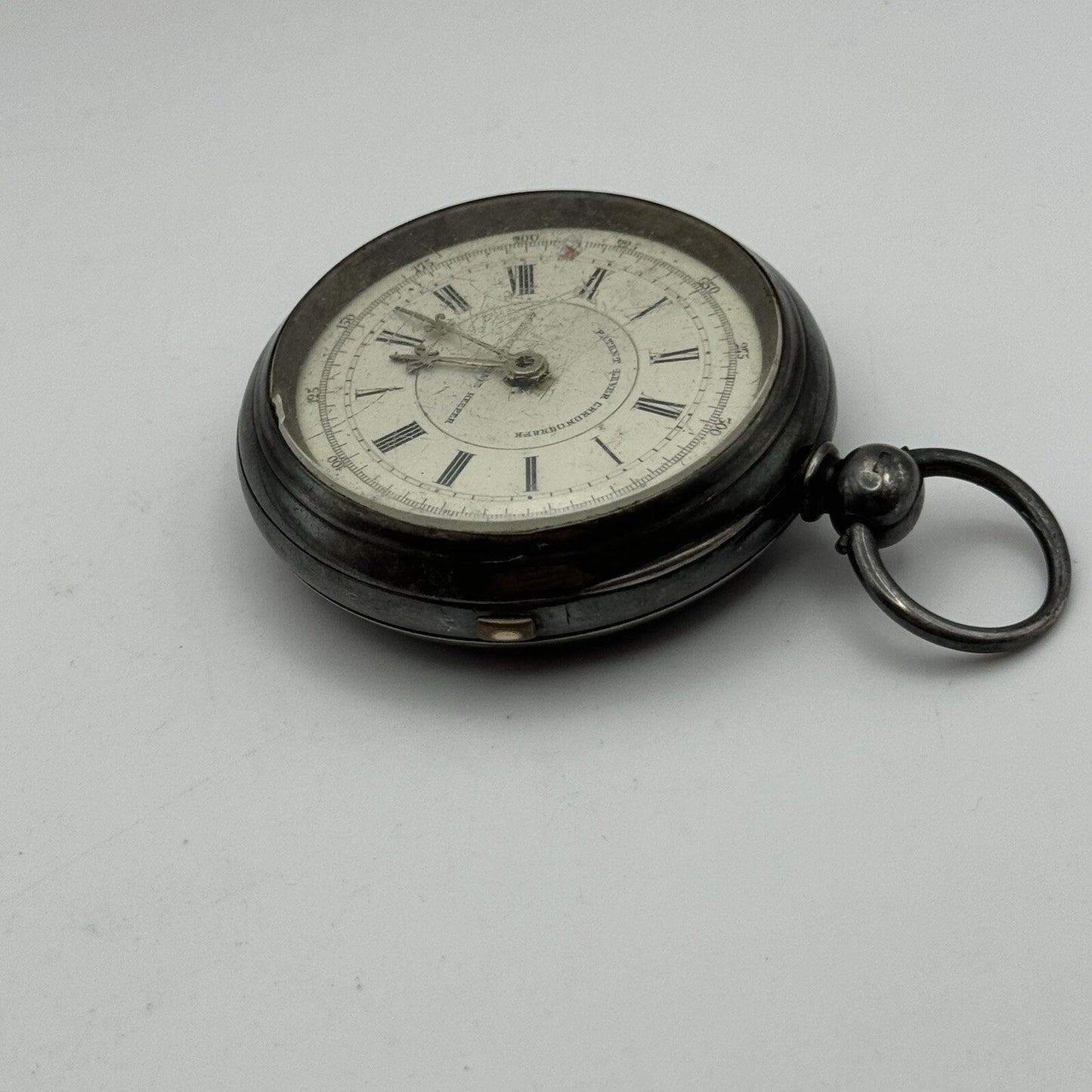 60mm Sterling Silver Patent Lever Chronograph Greenwich Time Keeper TO RESTORE