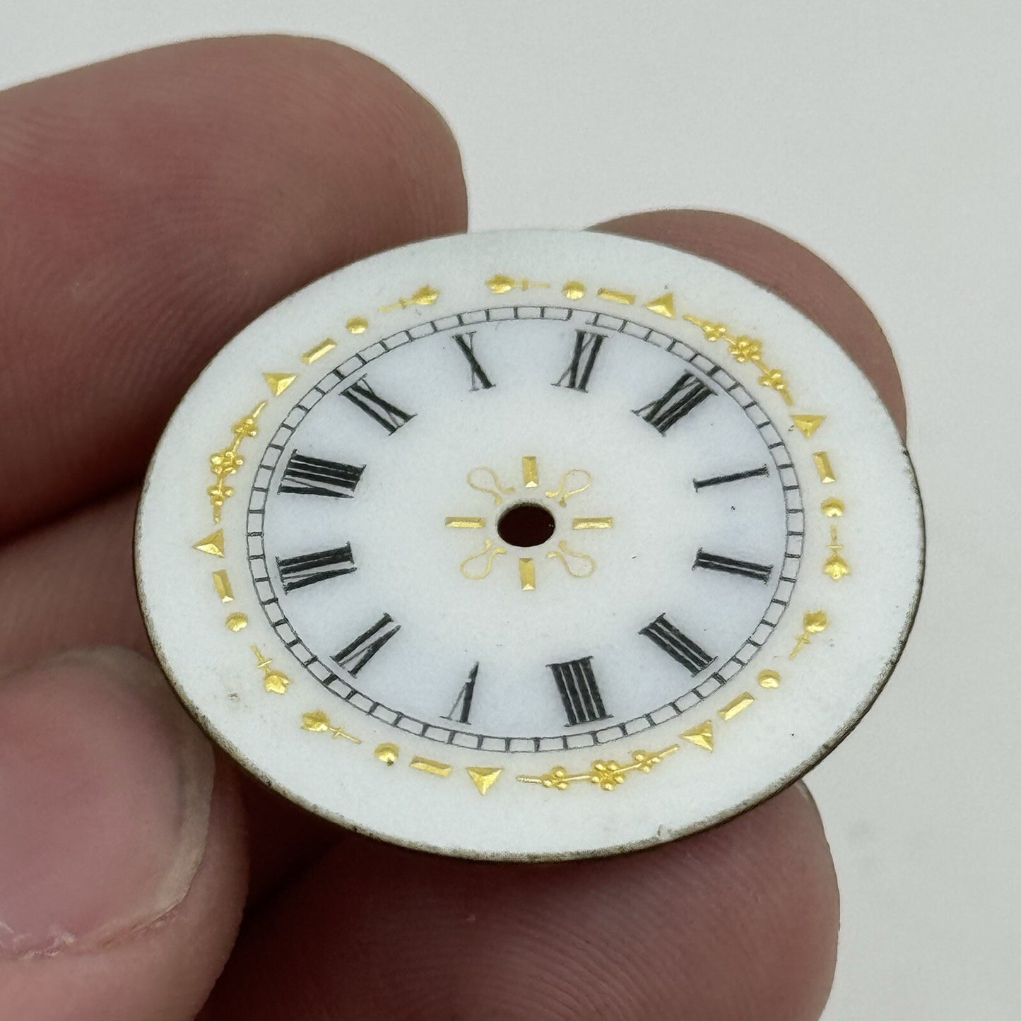 30.8mm Antique Beautiful Porcelain Patterned Pocket Watch Dial Spares Parts