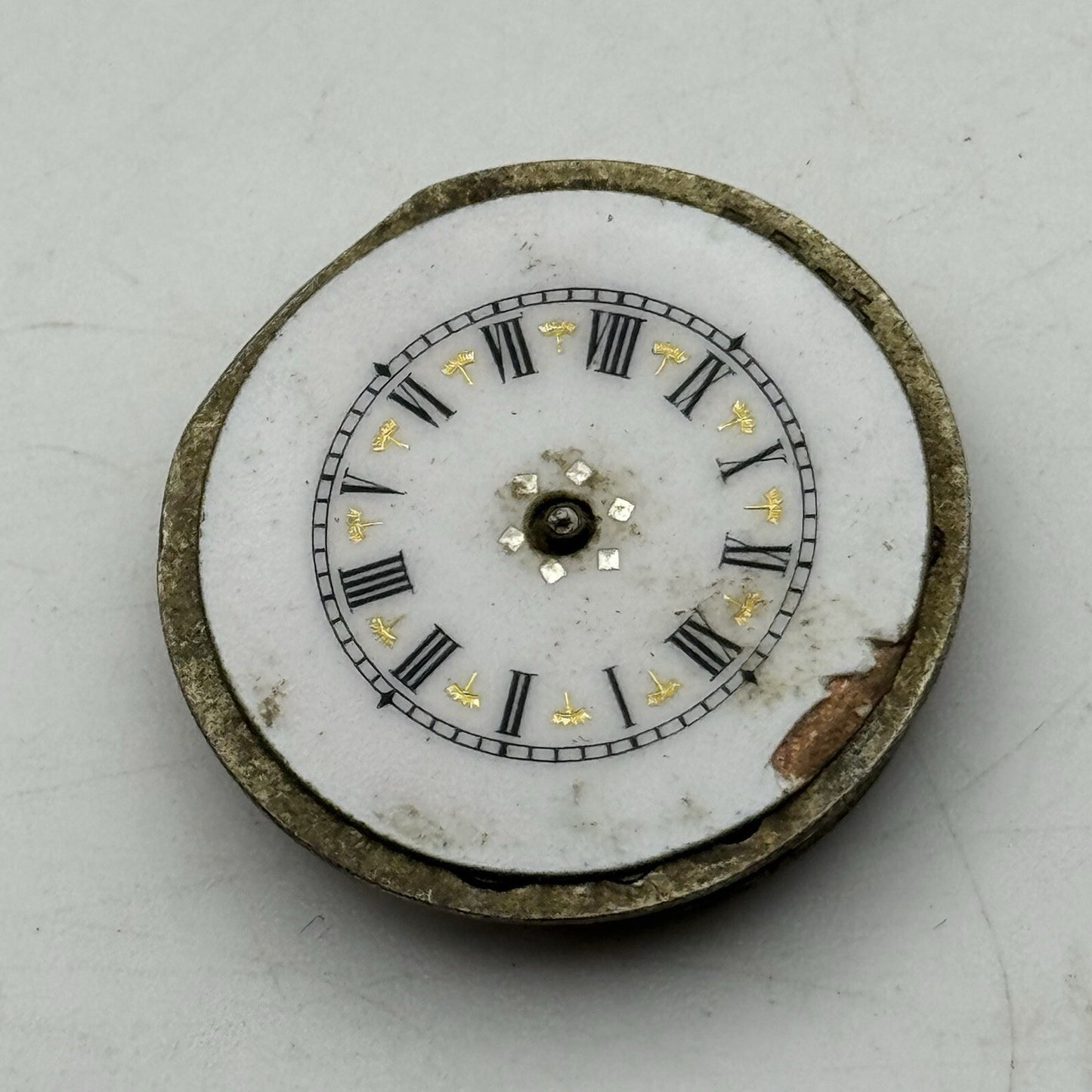 27.6mm Beautiful Patterned Dial Cylinder Pocket Watch Movement FOR PARTS