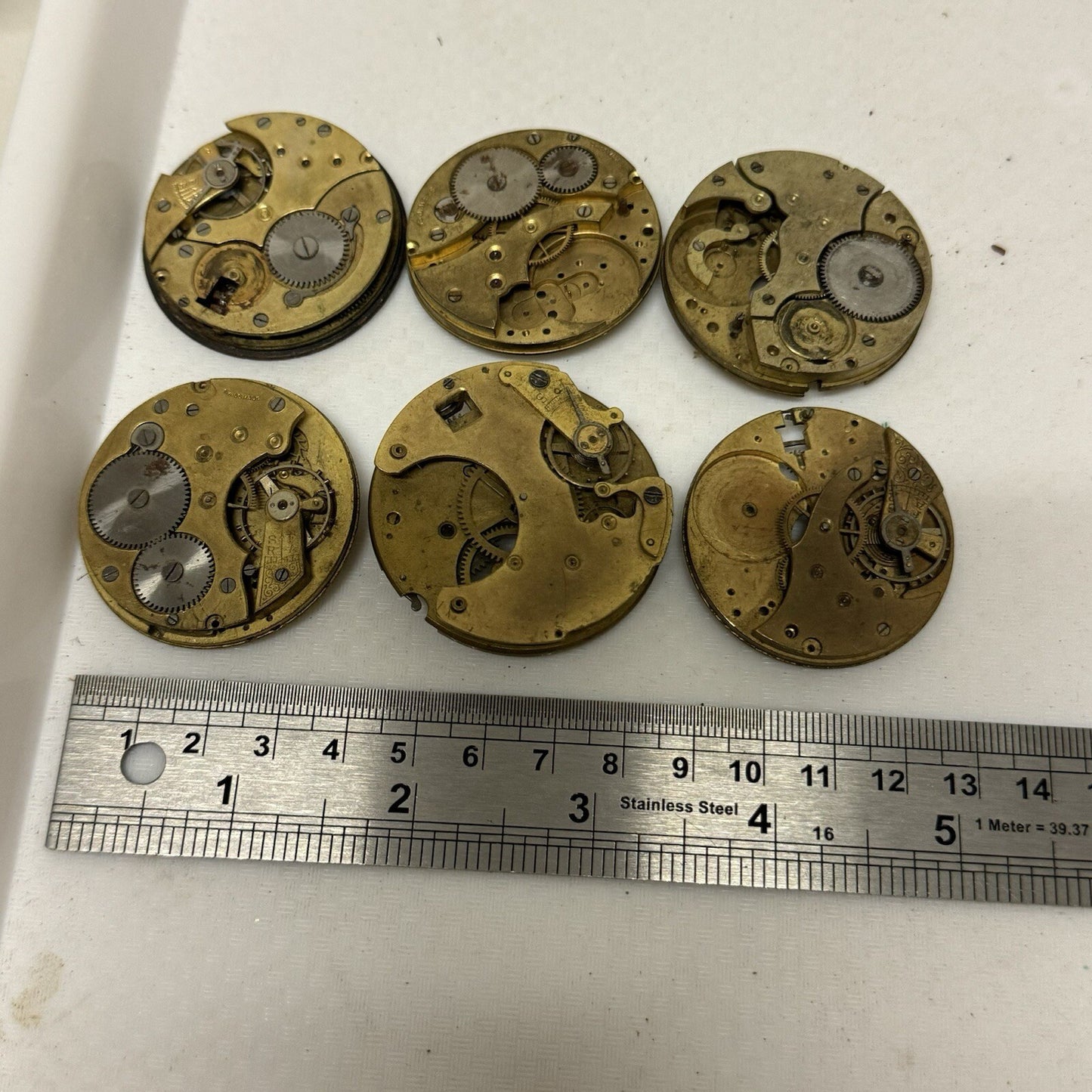 6 X Vintage Key Wound Pocket Watch Movements Parts Repair Watchmakers Job Lot