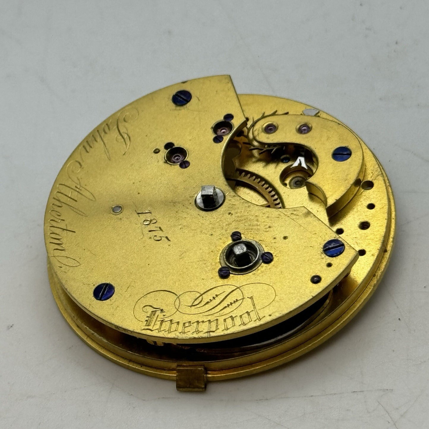 43mm Manual Wind John Atherton Liverpool Fusee Pocket Watch Movement FOR PARTS
