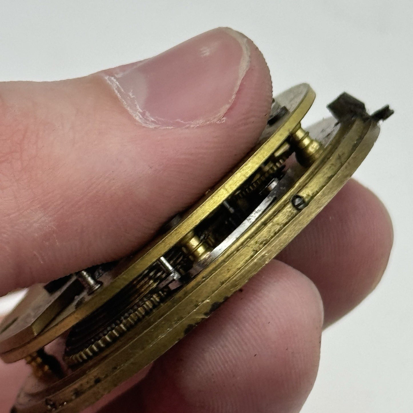 50mm A Yewdall Leeds English Fusee Pocket Watch Movement - Chain Present PARTS