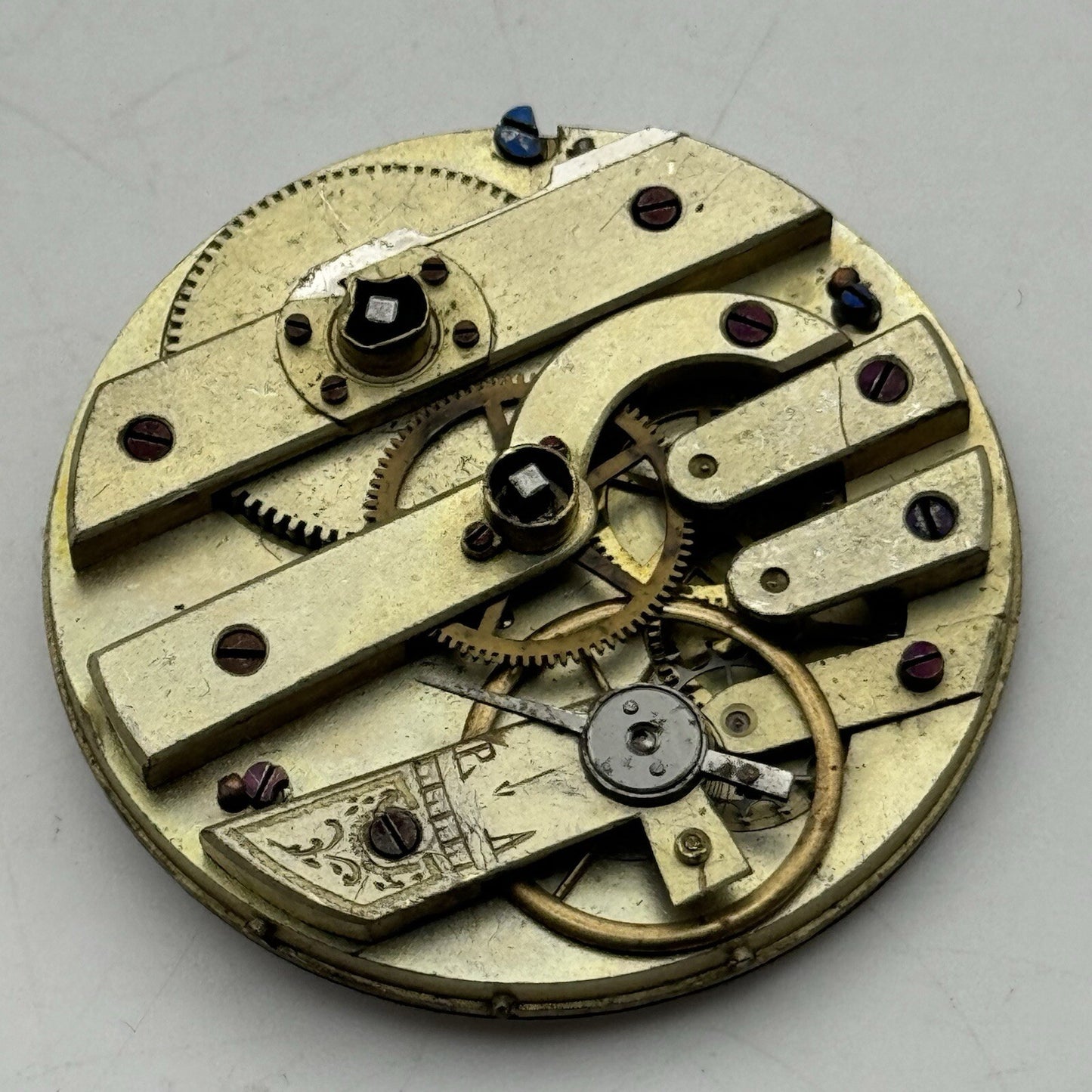 40.8mm Antique Key Wound Beautiful Dial Pocket Watch Movement FOR PARTS