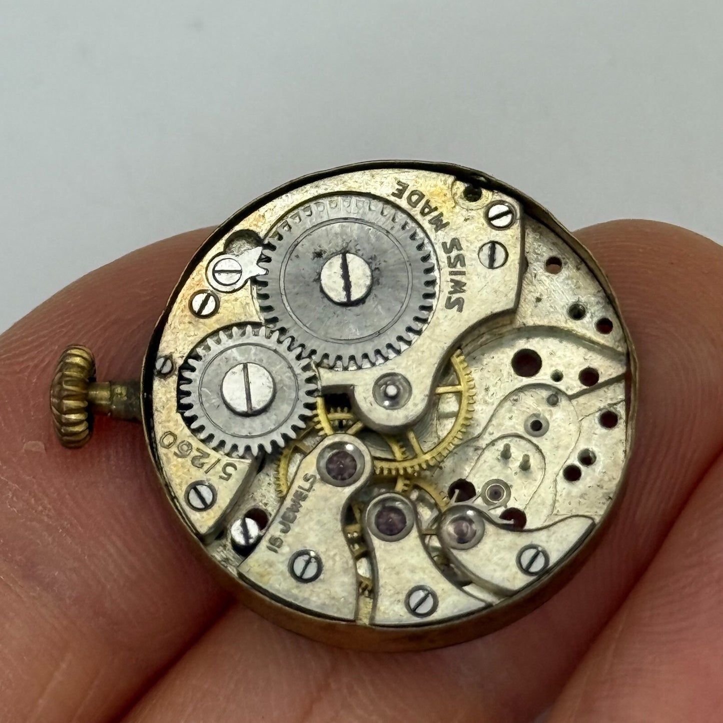 19.7mm Vintage AS 970 A Schild Partial Manual Wind Watch Movement PARTS REPAIR