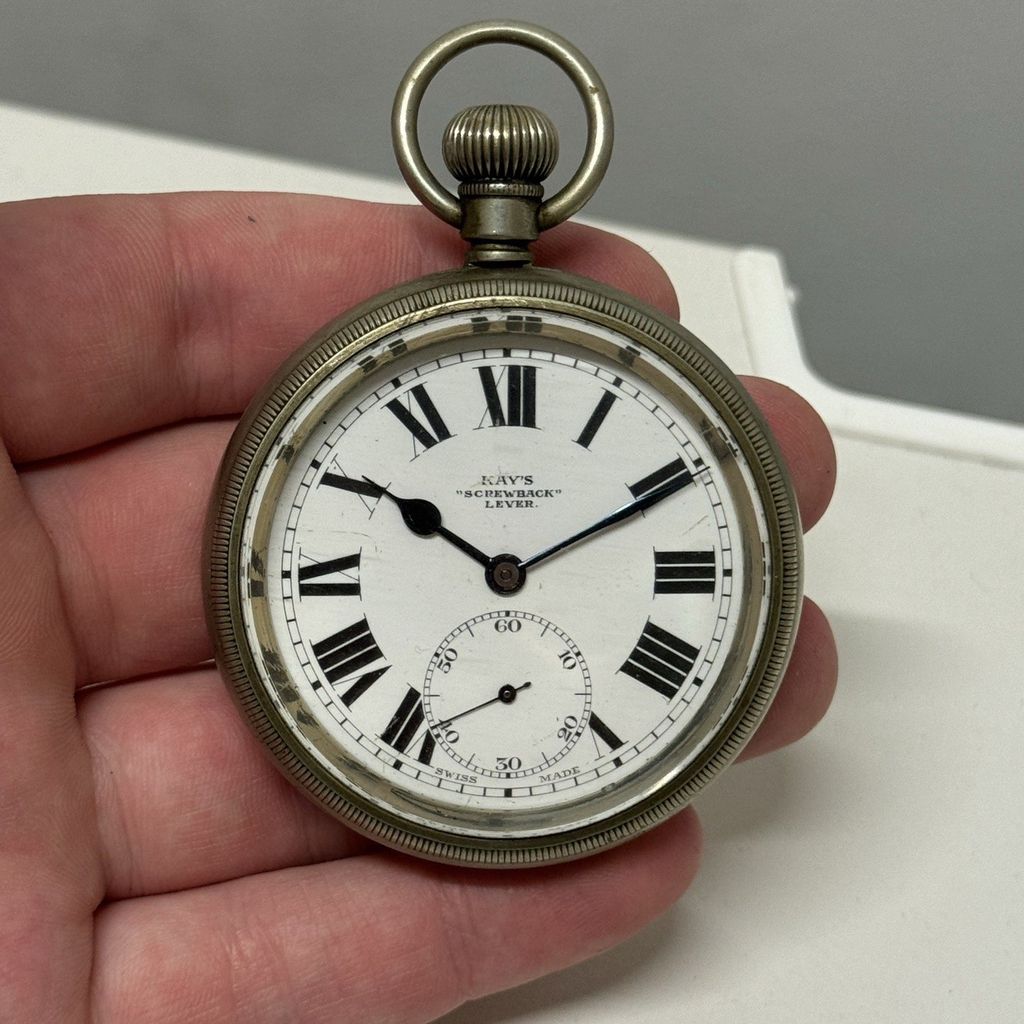54mm Antique Kay’s Screwback Lever Open Face Quality Pocket Watch TO RESTORE