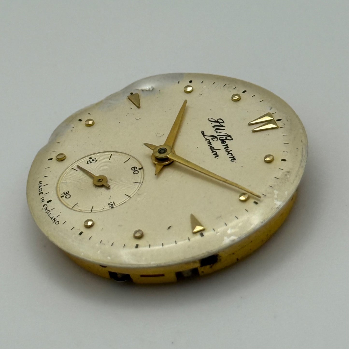 J W Benson 106 Watch Movement Smiths England Manual Wind Vintage Parts 26.6mm