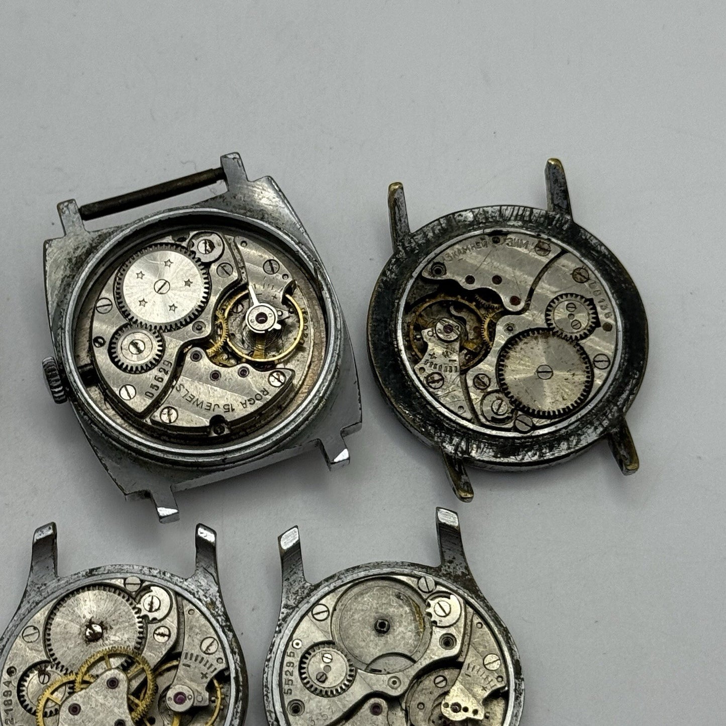 8 x Vintage Soviet Manual Wind Watch Heads For Parts Repair Job Lot Bundle