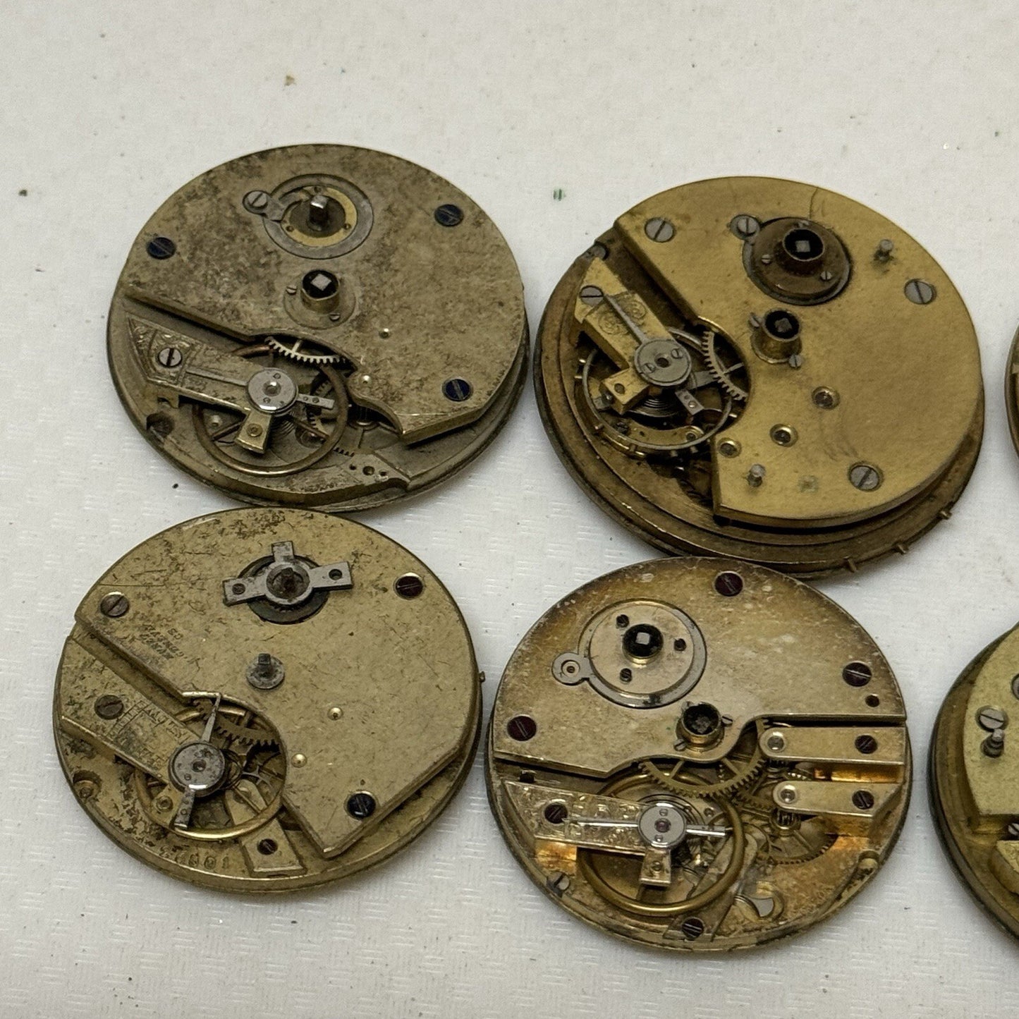 6 X Vintage Key Wound Pocket Watch Movements Parts Repair Watchmakers Job Lot