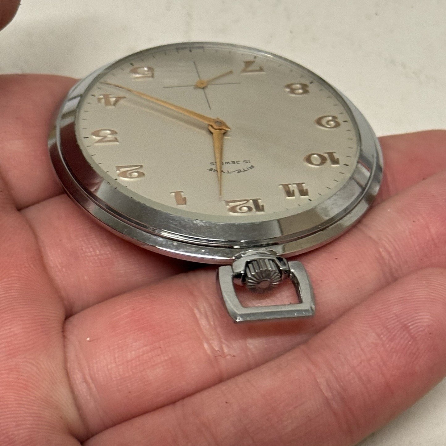 49mm Vintage NEW OLD STOCK Rite - Tyme Open Face Subdial Pocket Watch TO SERVICE