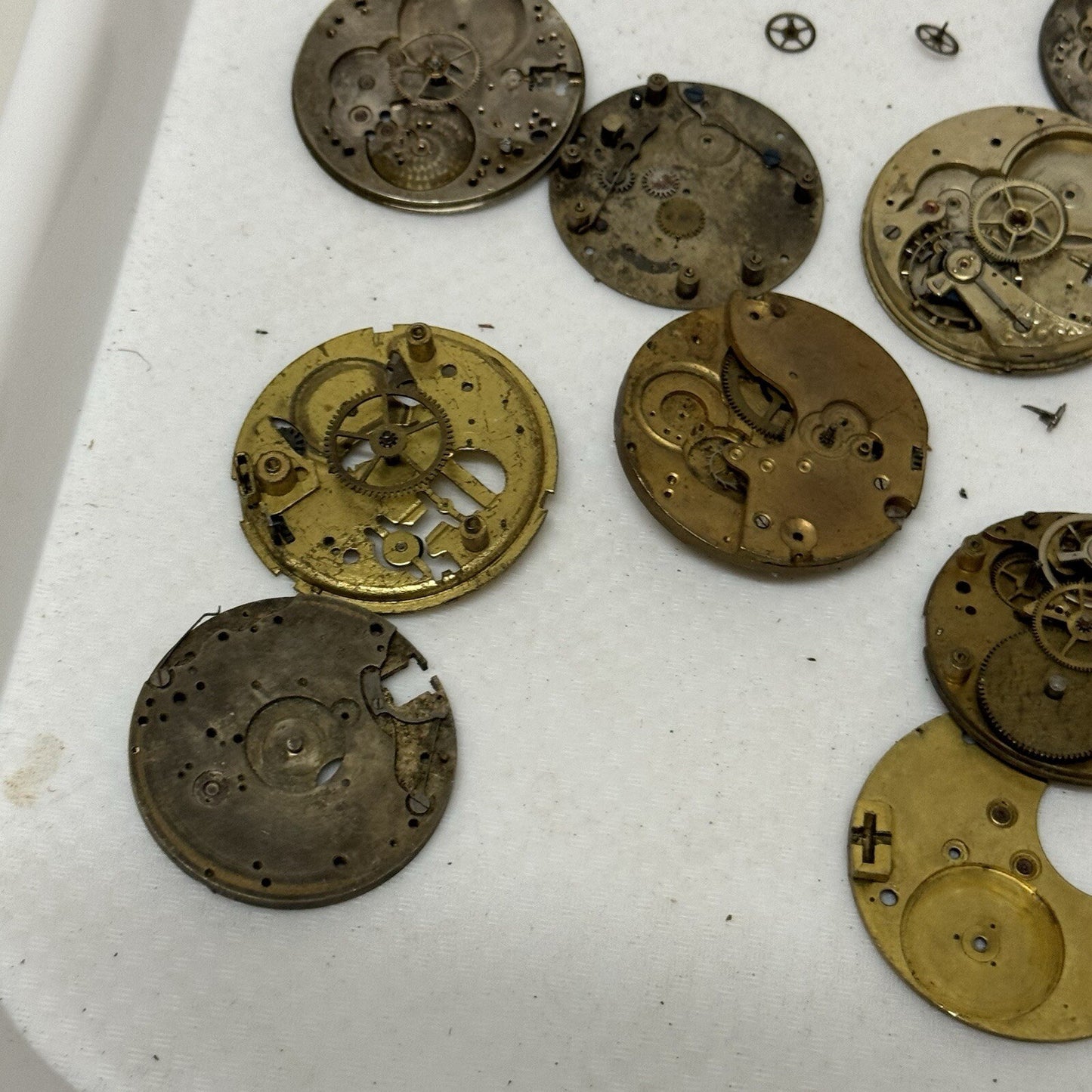 Bundle Antique Partial Pocket Watch Movements Parts Repair Watchmakers Job Lot