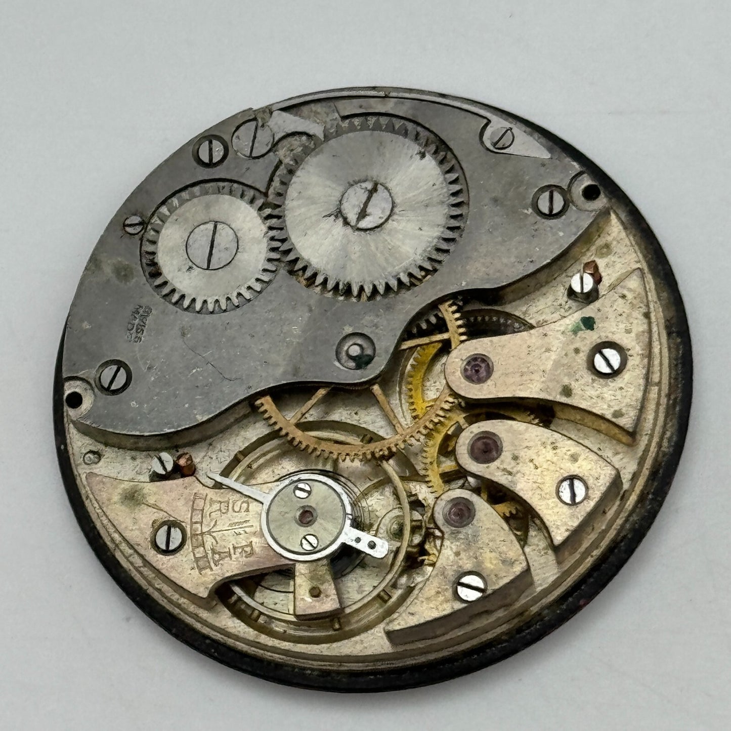 43mm Vintage Open Face Swiss Balance Intact Pocket Watch Movement PARTS SPARES