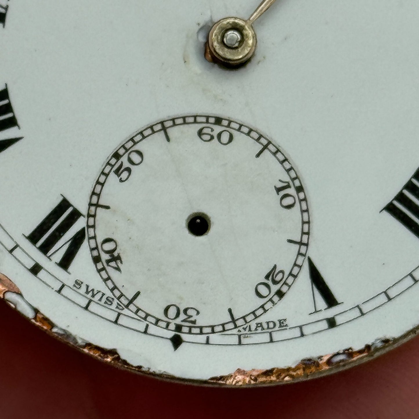 43.1mm Vintage 15 Jewels Swiss 3 Adjus Sub Seconds Pocket Watch Movement PARTS