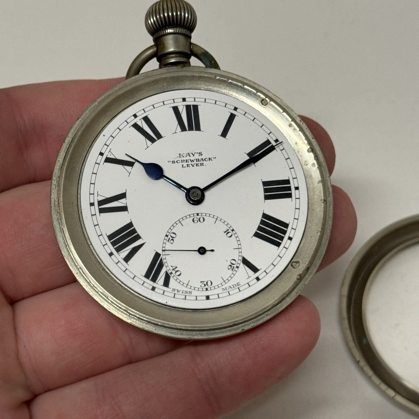 54mm Antique Kay’s Screwback Lever Open Face Quality Pocket Watch TO RESTORE