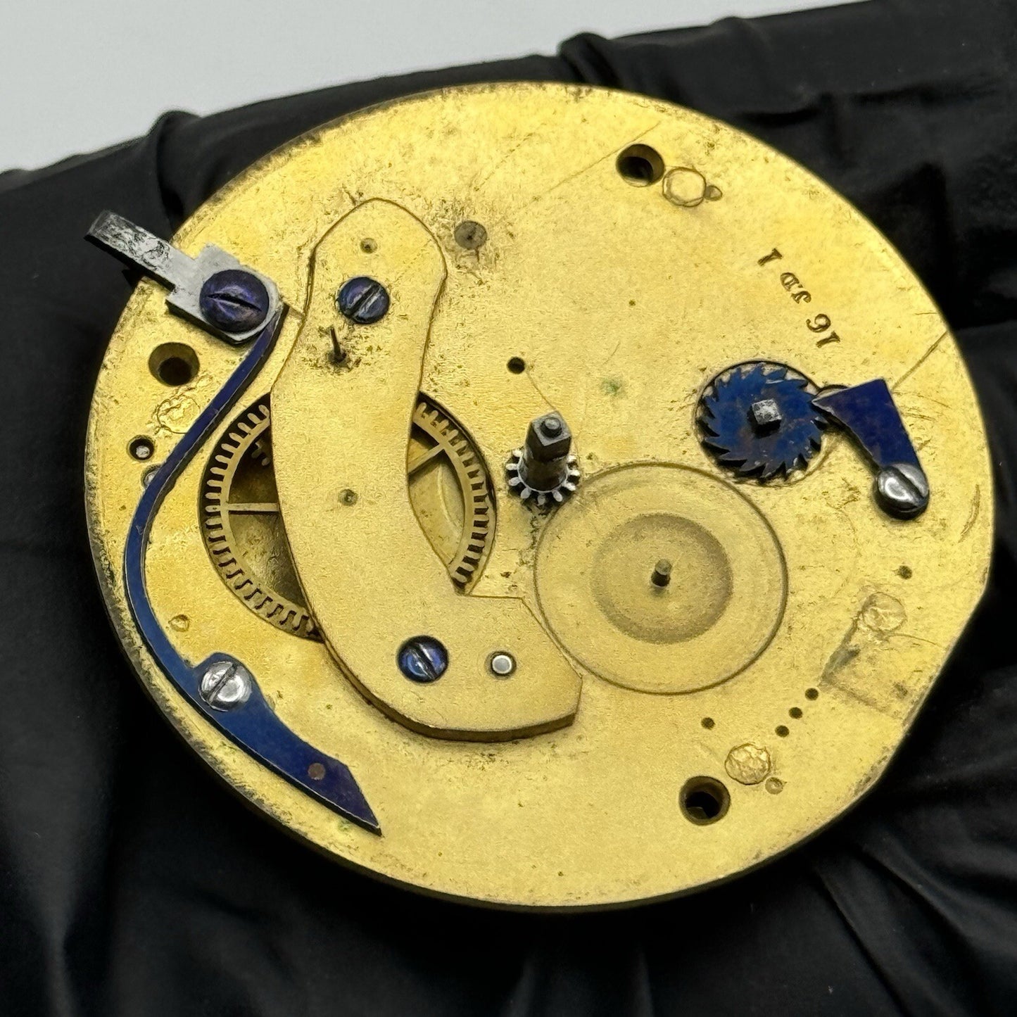 42.9mm Unidentified J.D 16 Fusee Pocket Watch Movement FOR PARTS Restoration
