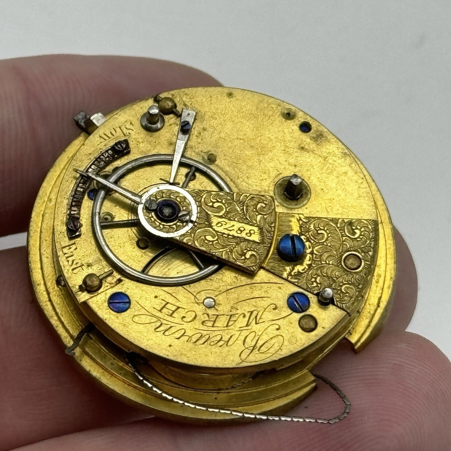 36.2mm Antique Brewin March English Fusee Pocket Watch Movement - PARTS