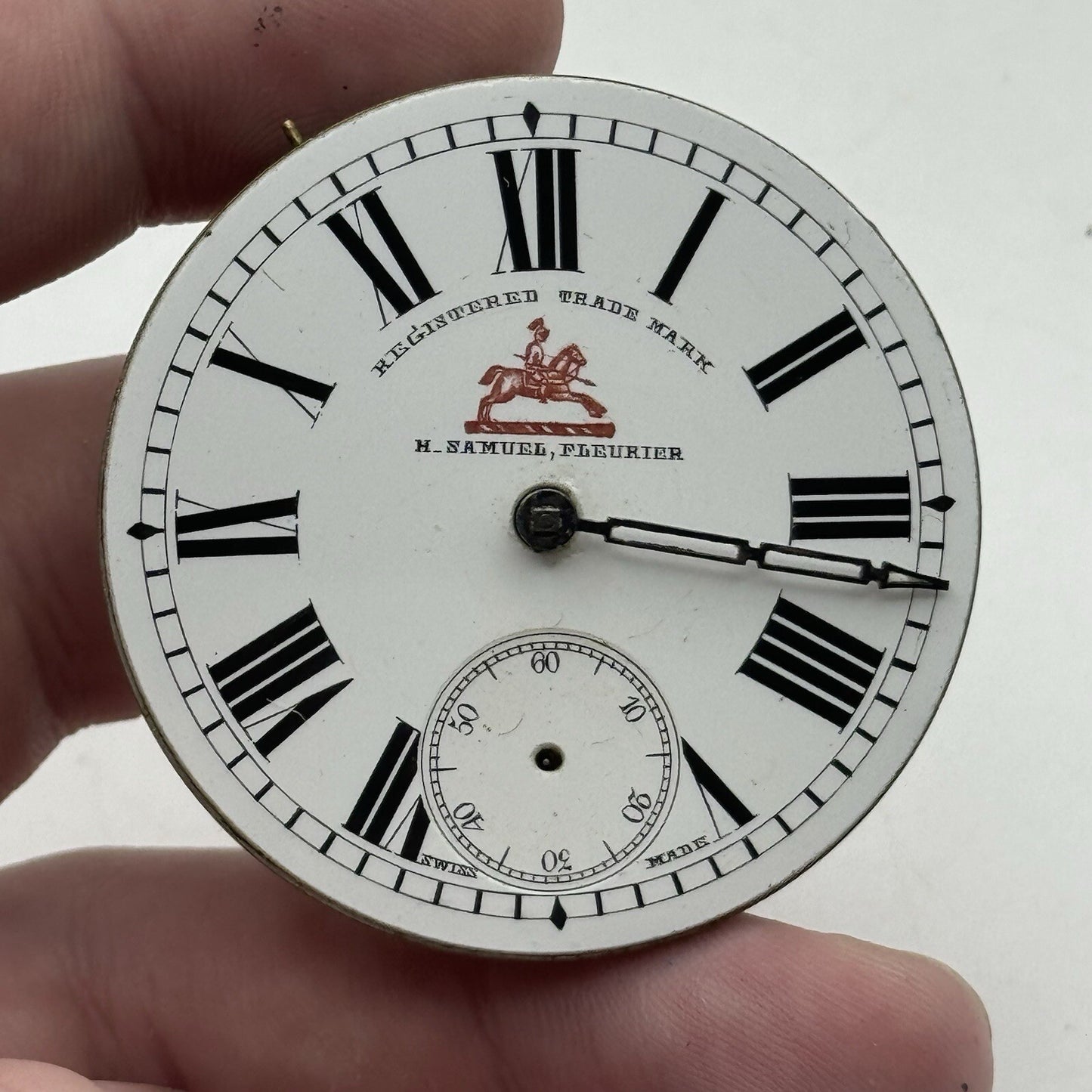 45.7mm H Samuel Fleurier Pocket Watch Movement + 1 Hand + Dial For Parts Repair
