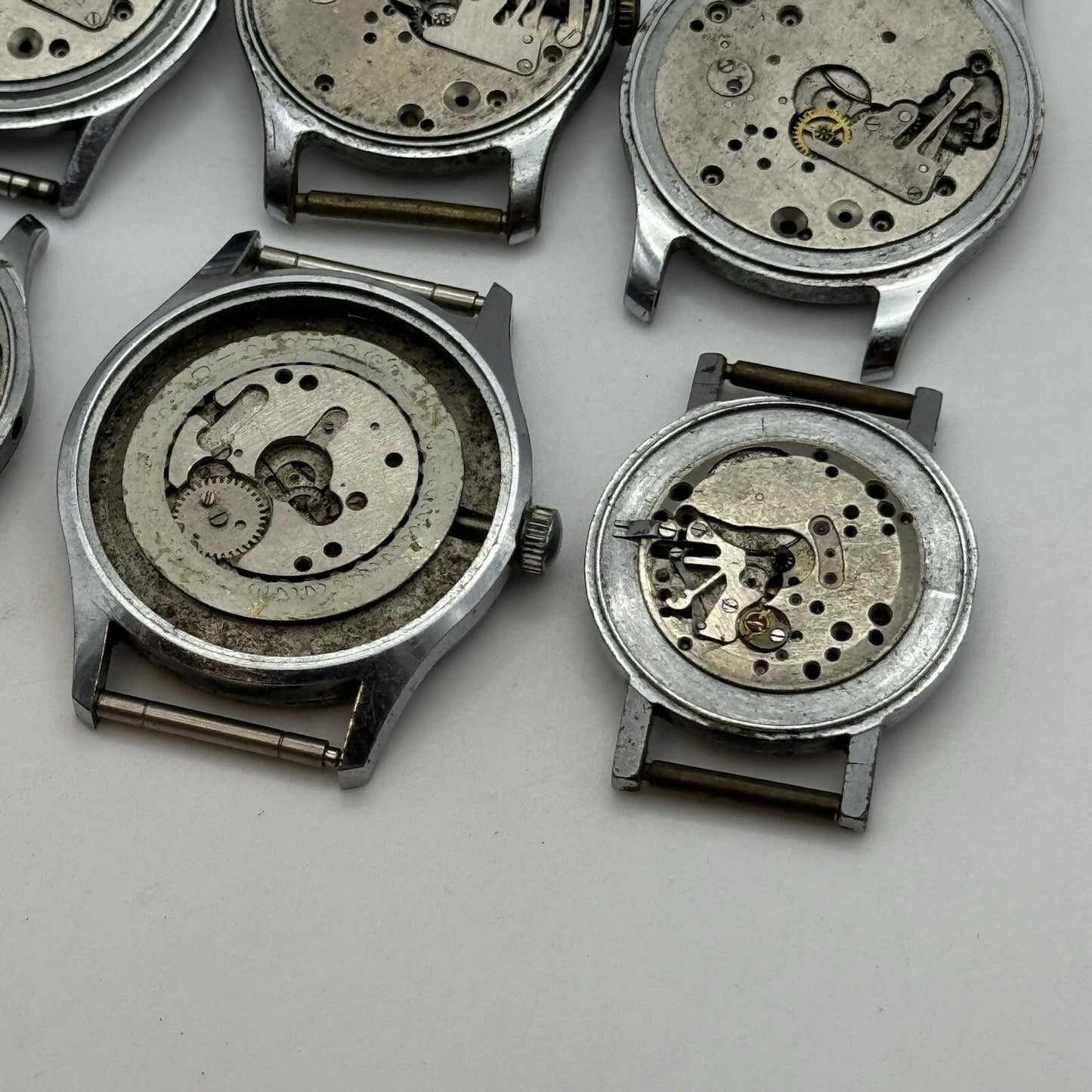 8 x Vintage Soviet Manual Wind Watch Heads For Parts Repair Job Lot Bundle