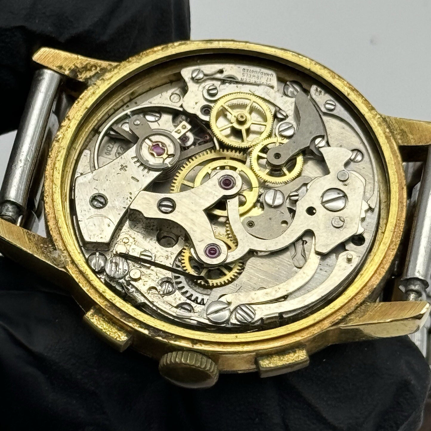 Vintage Swiss Emperor Valjoux 7730 Chronograph Watch Ollech & Wajs TO RESTORE