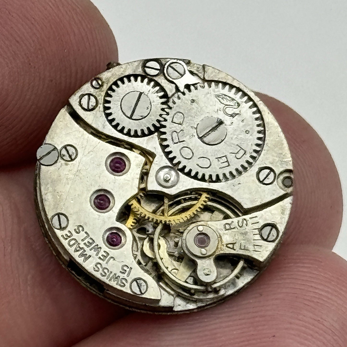19.6mm Record 15 Jewels Swiss Manual Wind Watch Movement Vintage PARTS SPARES