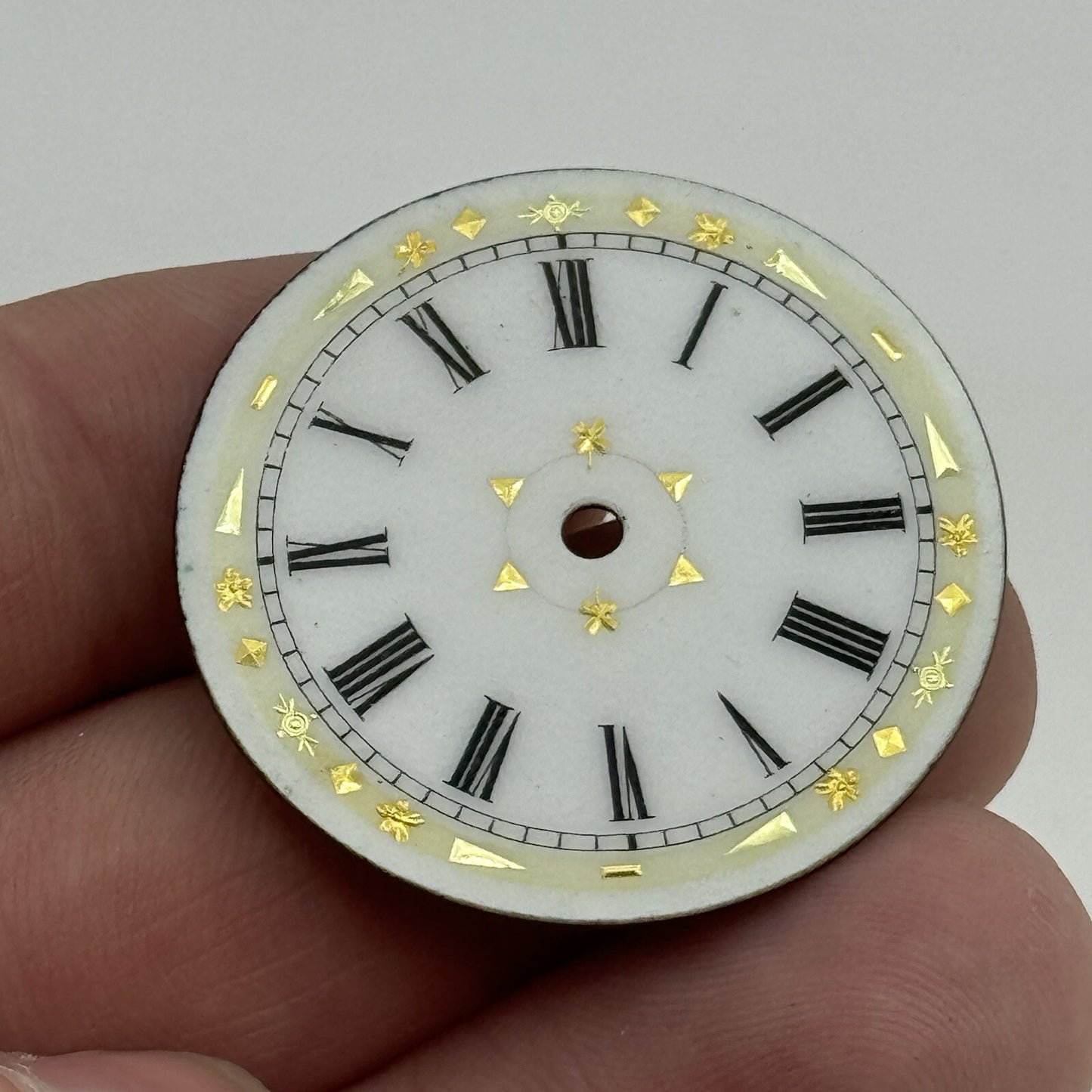 34.2mm Antique Beautiful Porcelain Patterned Pocket Watch Dial Spares Parts