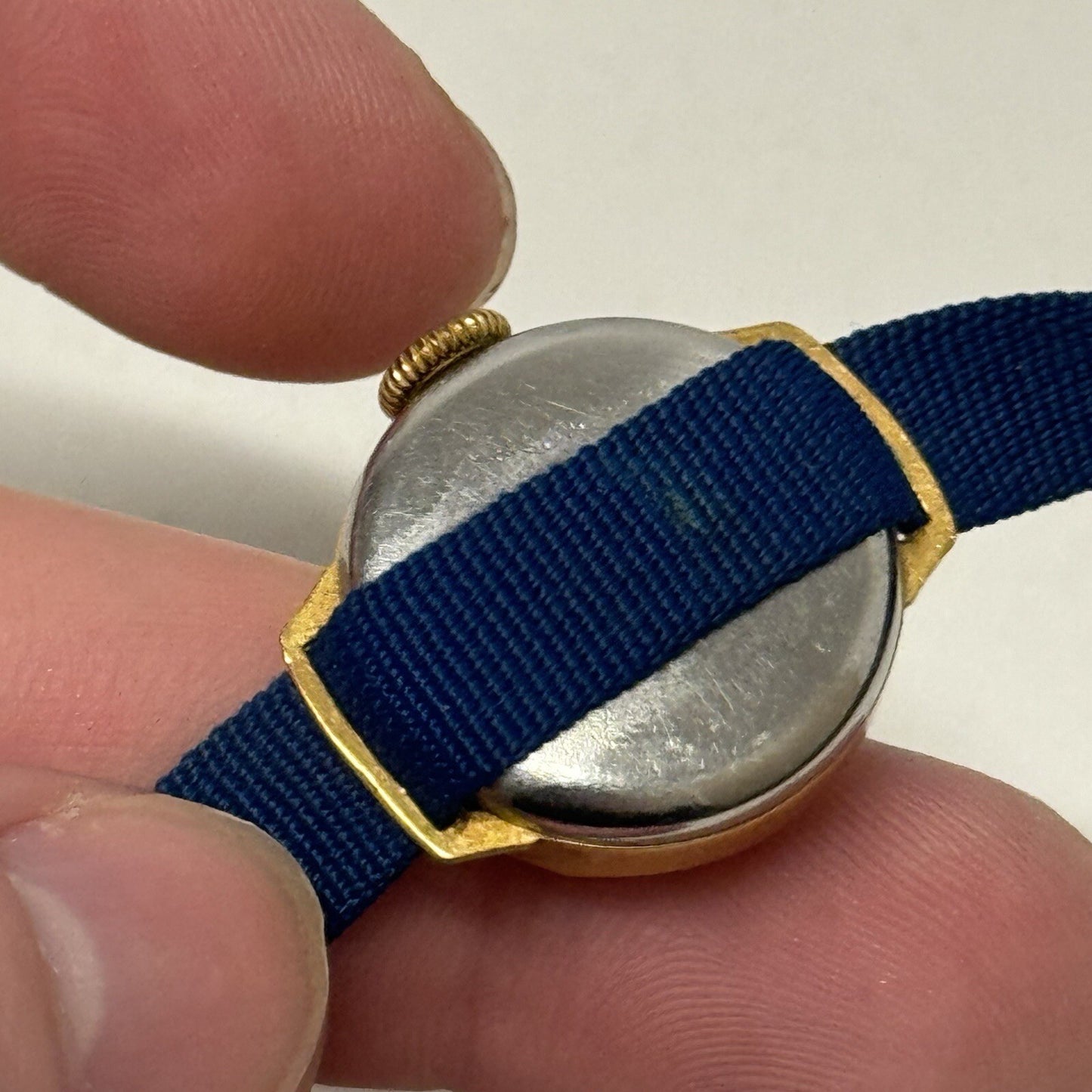 21mm Ladies Oris Cal 491 Gold Plated Blue Strap Swiss Watch FOR PARTS To Restore