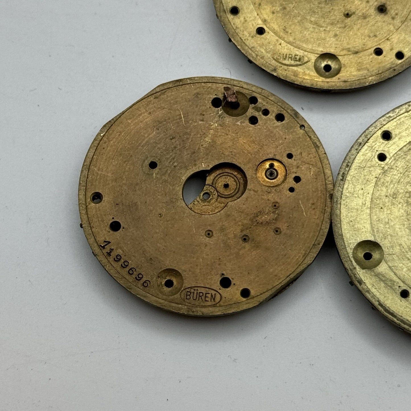 Buren Partial Pocket Watch Movement X 5 Job Lot Parts Repair Watchmakers Spares