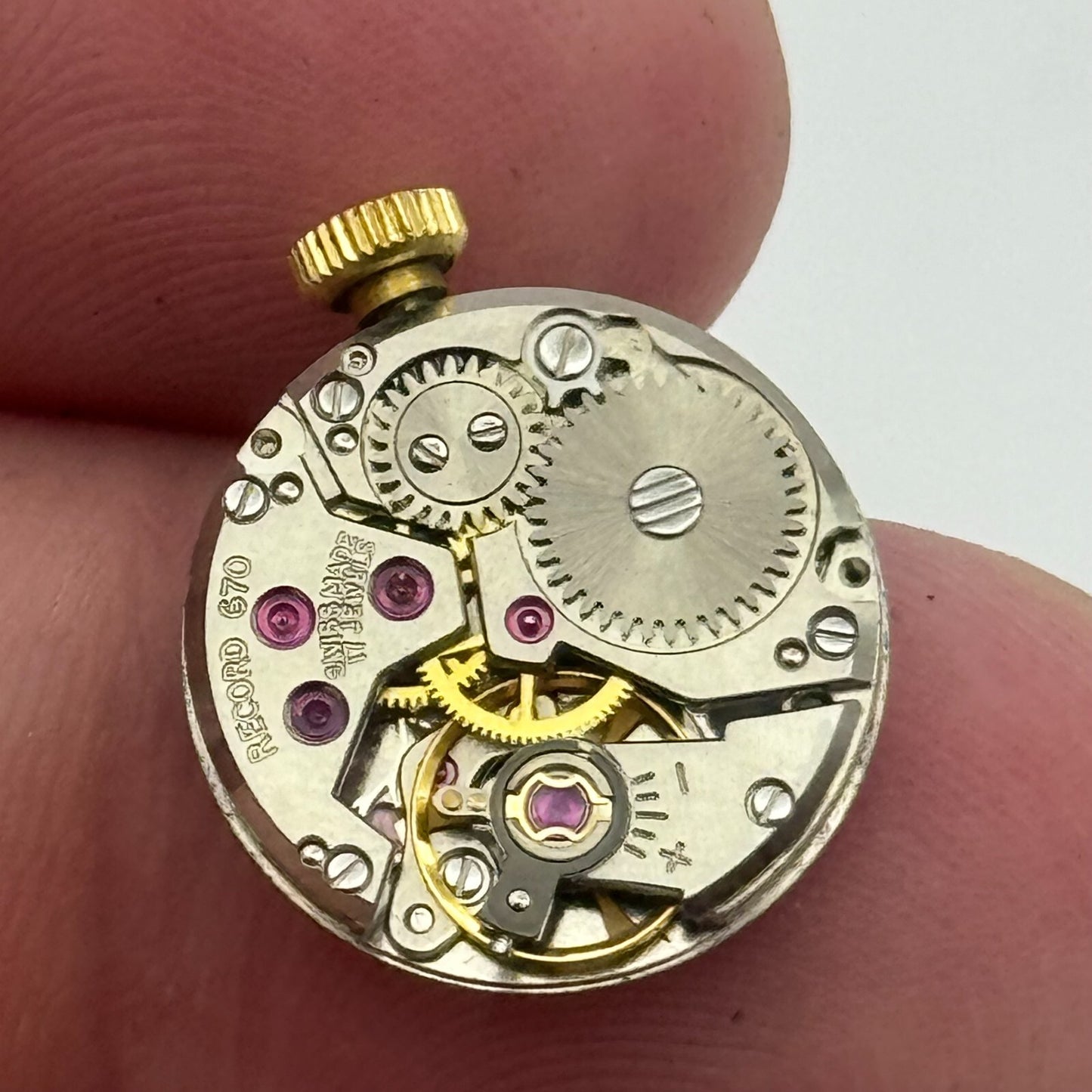 15.5mm Running Record De Luxe Cal 670 Manual Wind Swiss Watch Movement PARTS