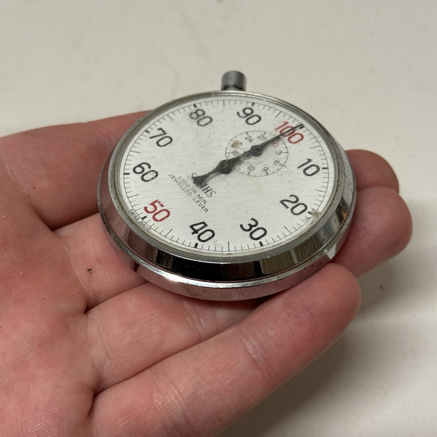 54mm Manual Wind Smith Min Jewelled Lever Stop Watch NON WORKING