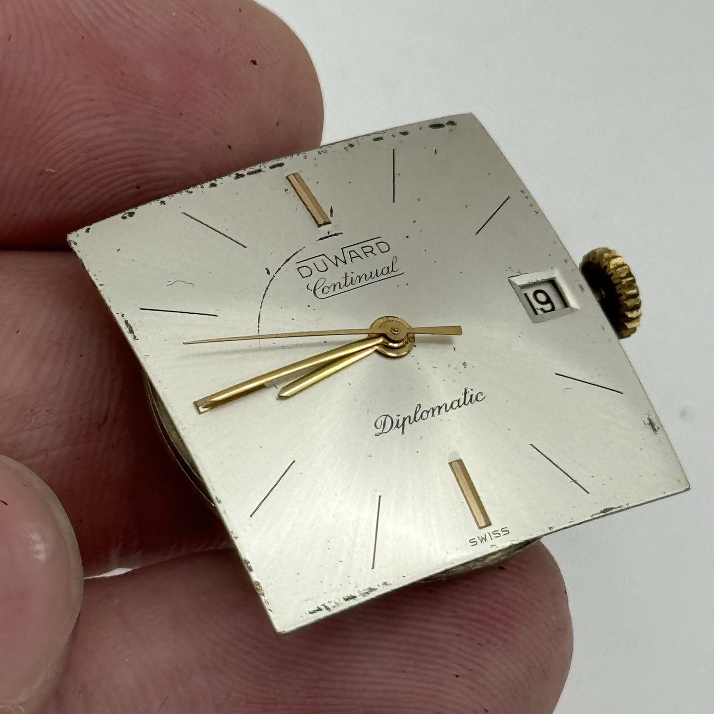 28mm Duward Diplomatic ETA 2472 Automatic Square Vintage Watch RESTORE PARTS
