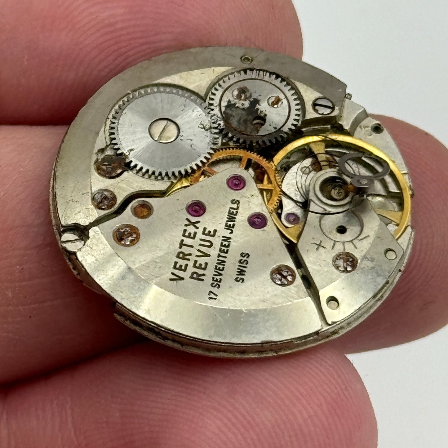 25.9mm Men’s Vertex Revue MSR T43 Manual Wind Watch Movement Swiss Vintage PARTS