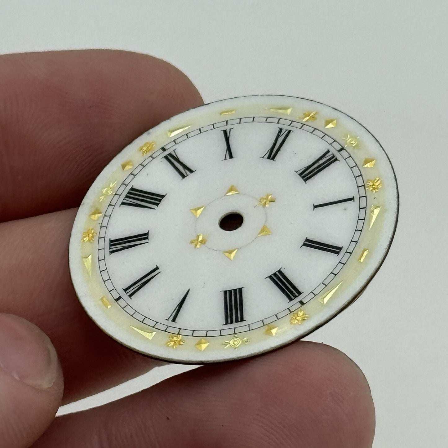 34.2mm Antique Beautiful Porcelain Patterned Pocket Watch Dial Spares Parts