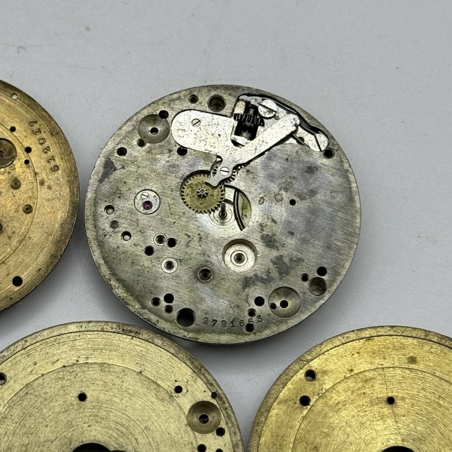 Buren Partial Pocket Watch Movement X 5 Job Lot Parts Repair Watchmakers Spares