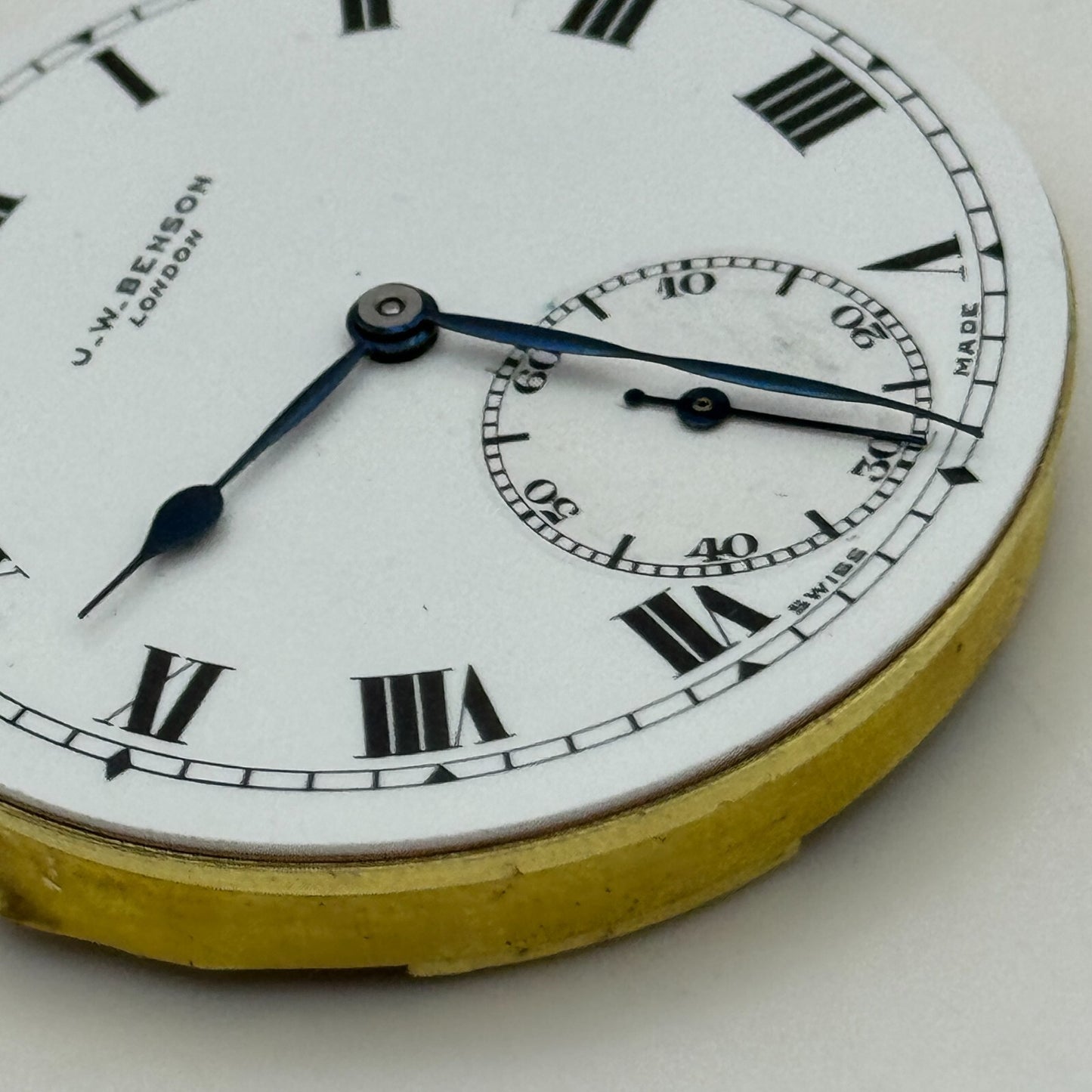 43.1mm J W Benson Ref 939a Open Face Swiss Vintage Pocket Watch Movement PARTS