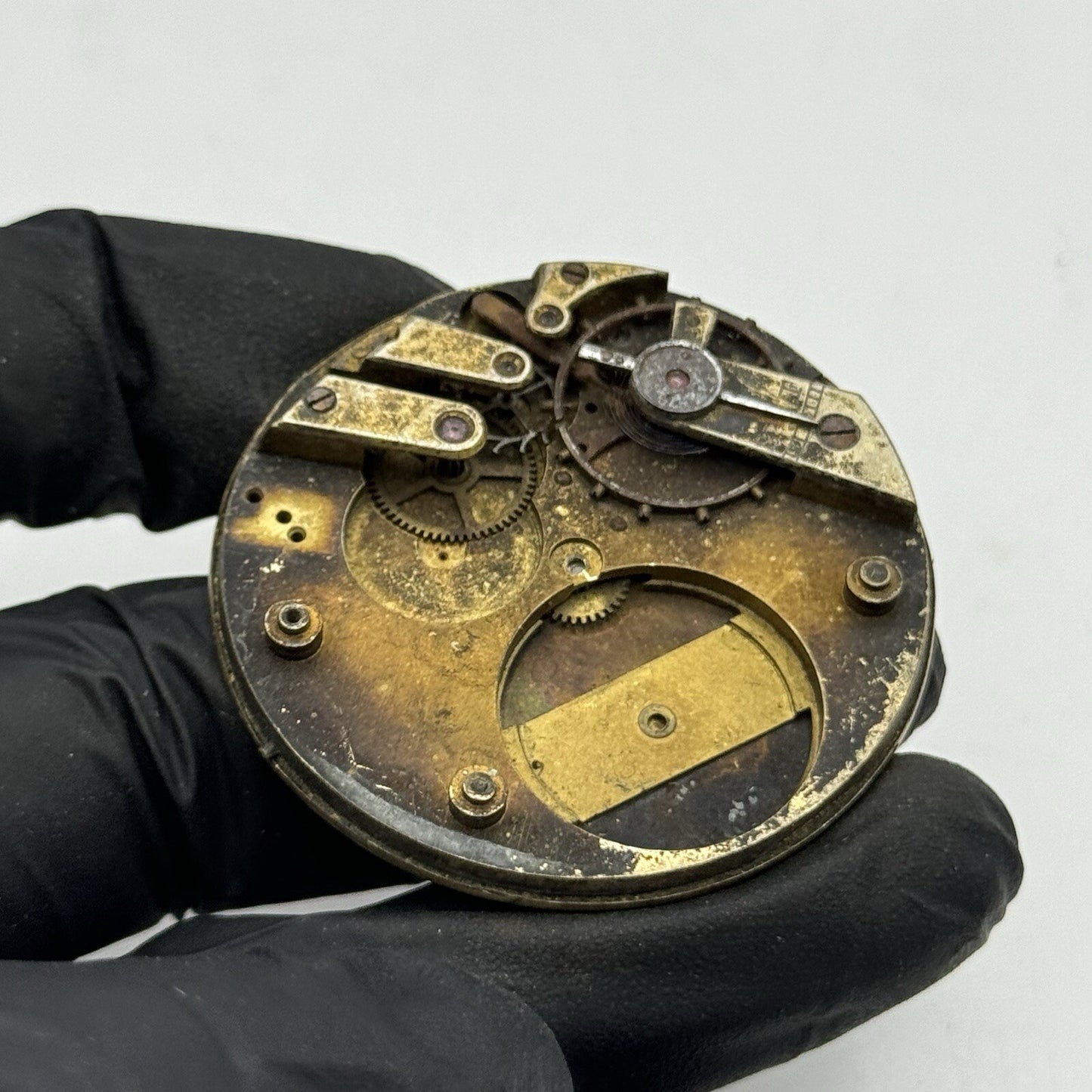 45.6mm Unidentified Beautiful Dial Partial Pocket Watch Movement FOR PARTS