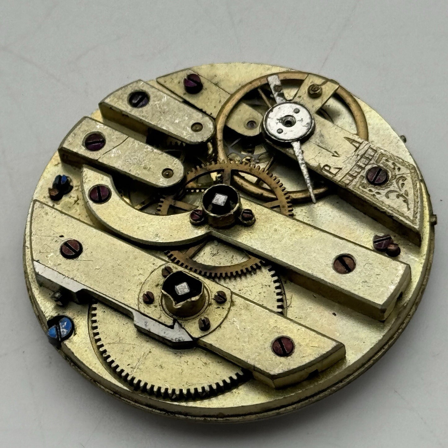 40.8mm Antique Key Wound Beautiful Dial Pocket Watch Movement FOR PARTS