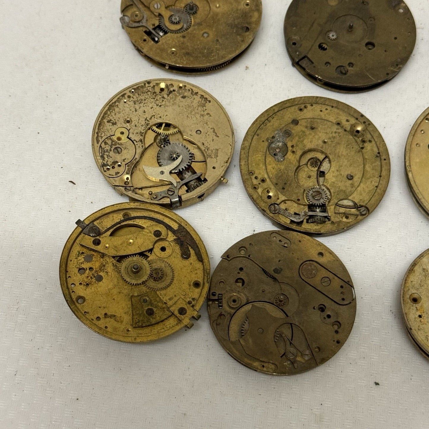 9 x Antique Partial Pocket Watch Movements Parts Repair Watchmakers Job Lot