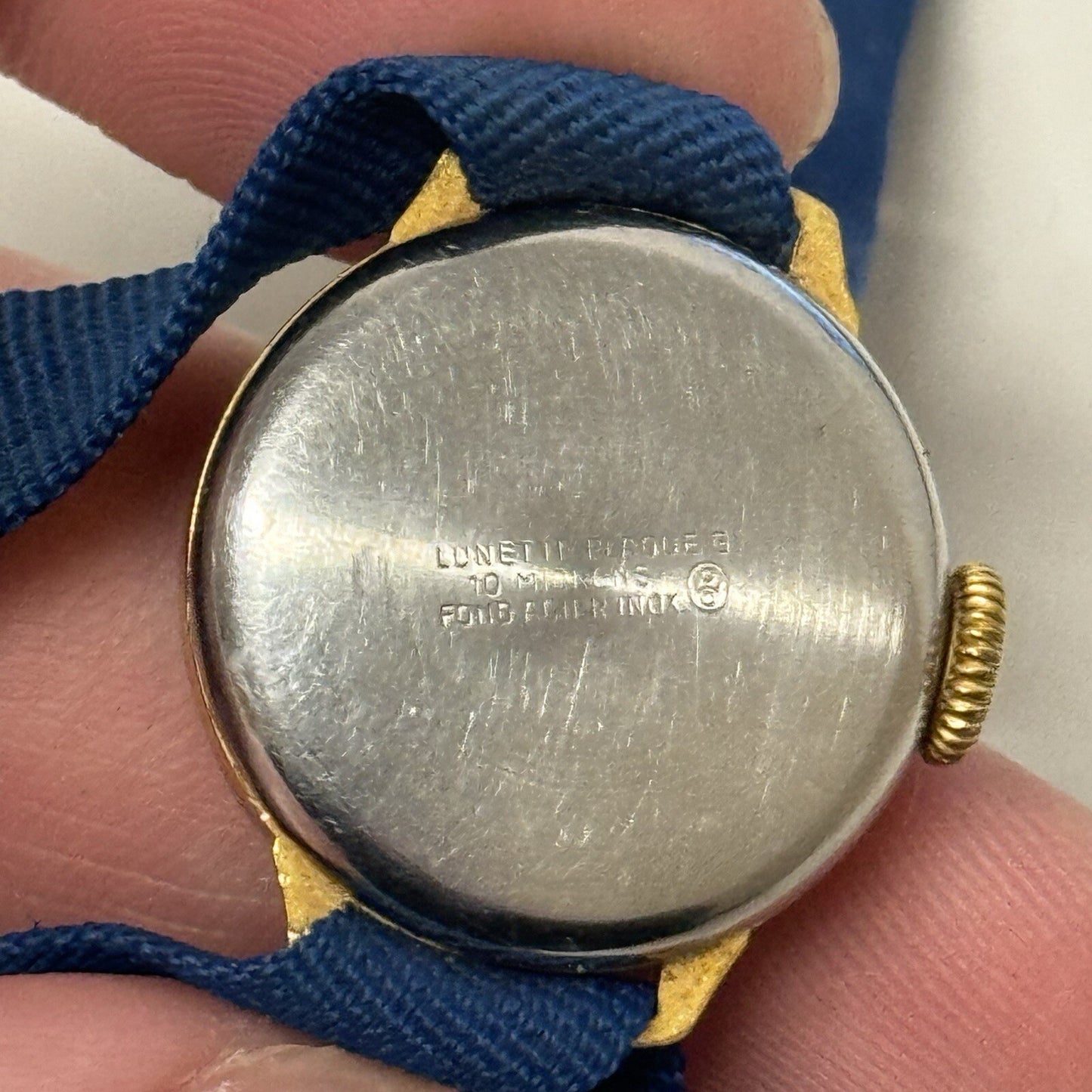 21mm Ladies Oris Cal 491 Gold Plated Blue Strap Swiss Watch FOR PARTS To Restore