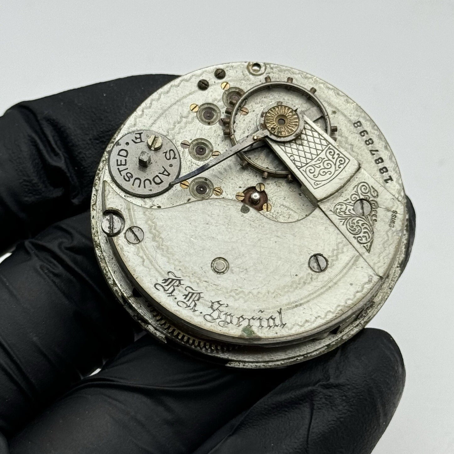 45.7mm Veritoff "Fake" Railroad Special Pocket Watch Movement FOR PARTS