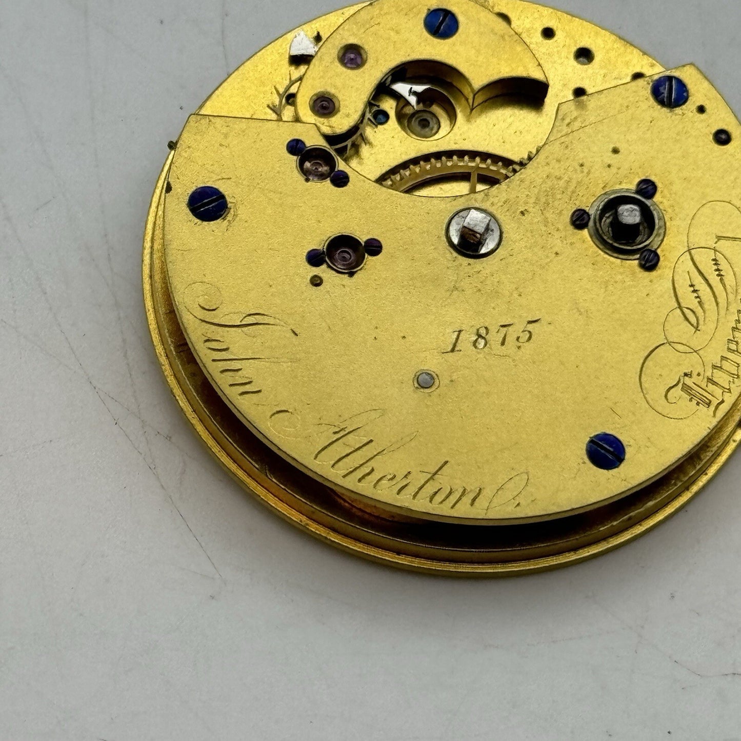 43mm Manual Wind John Atherton Liverpool Fusee Pocket Watch Movement FOR PARTS