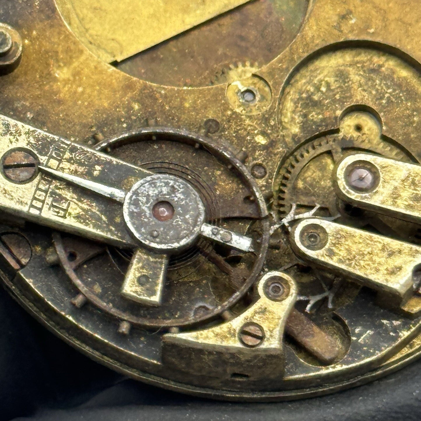 45.6mm Unidentified Beautiful Dial Partial Pocket Watch Movement FOR PARTS