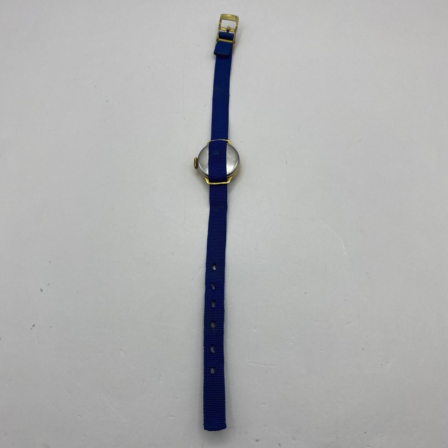 21mm Ladies Oris Cal 491 Gold Plated Blue Strap Swiss Watch FOR PARTS To Restore