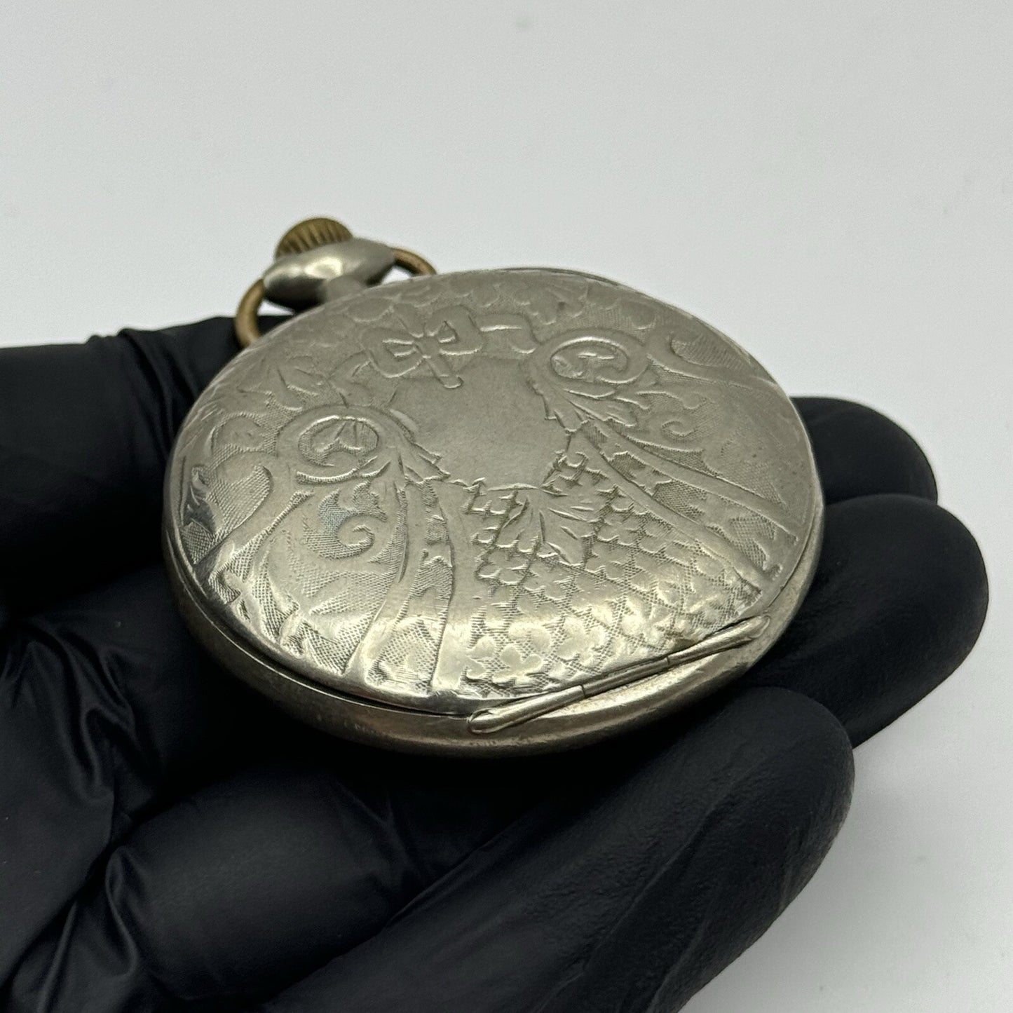50mm Runs But Stops Antique Art Deco Case Pin Set Argentan Quality Pocket Watch