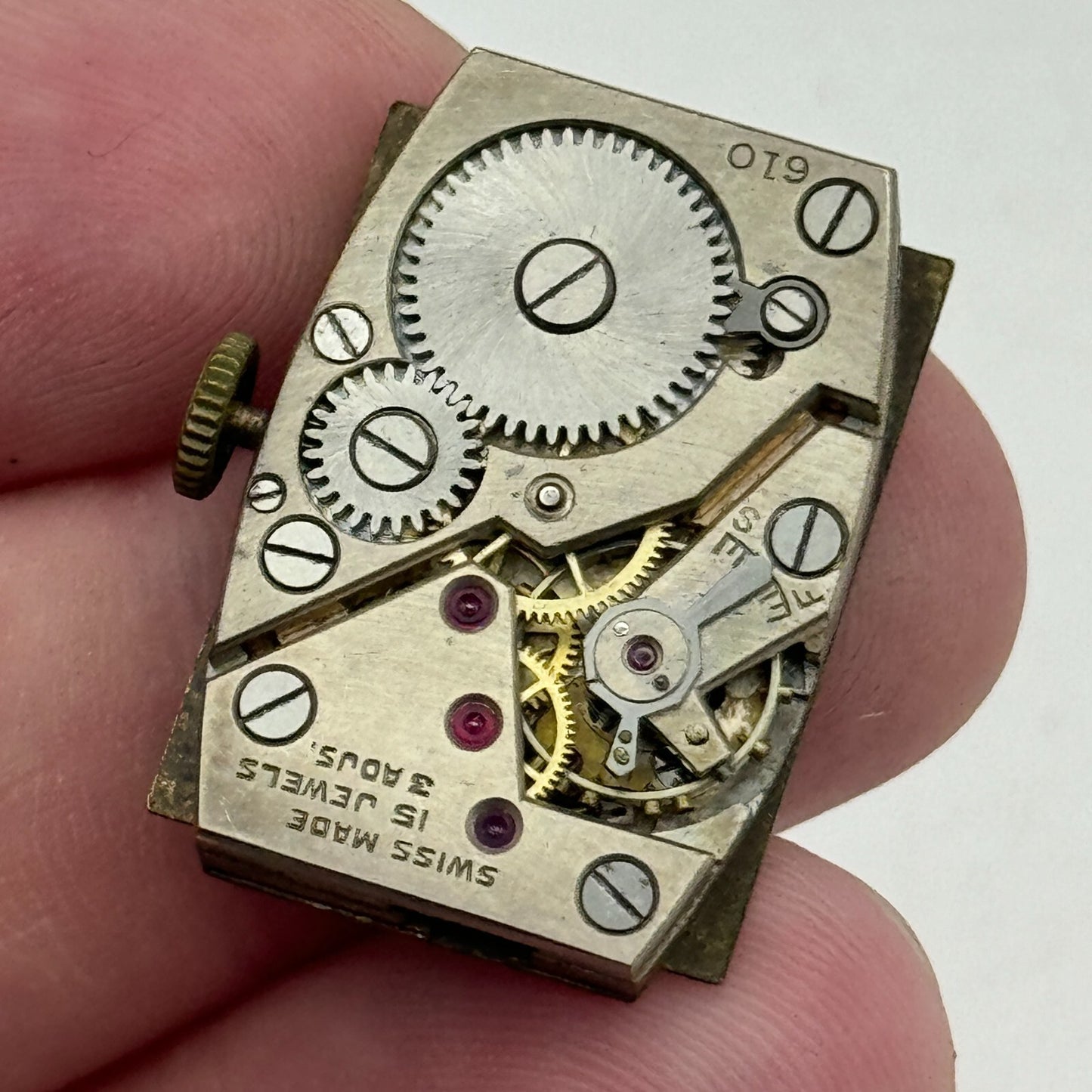 17.7mm Running Marvin Cal 610 Manual Wind Tank Watch Movement Vintage PARTS