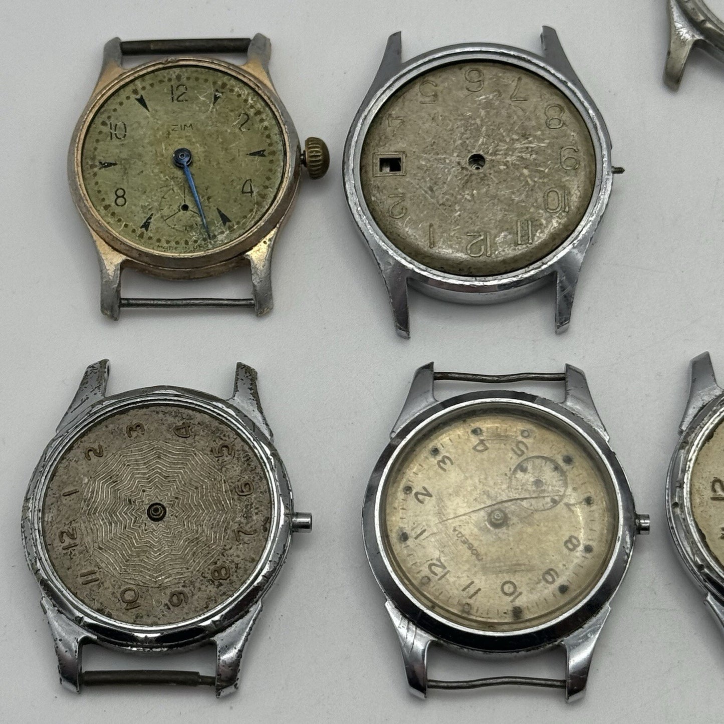 6 x Vintage Soviet Manual Wind Watch Heads For Parts Repair Job Lot Bundle