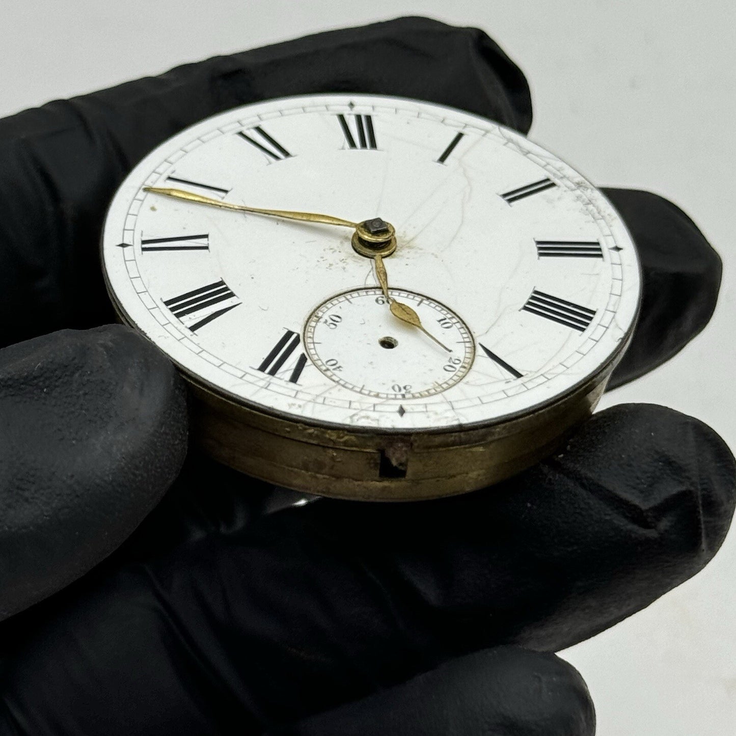 44.7mm Unidentified White Dial Porcelain Pocket Watch Movement Dial FOR PARTS