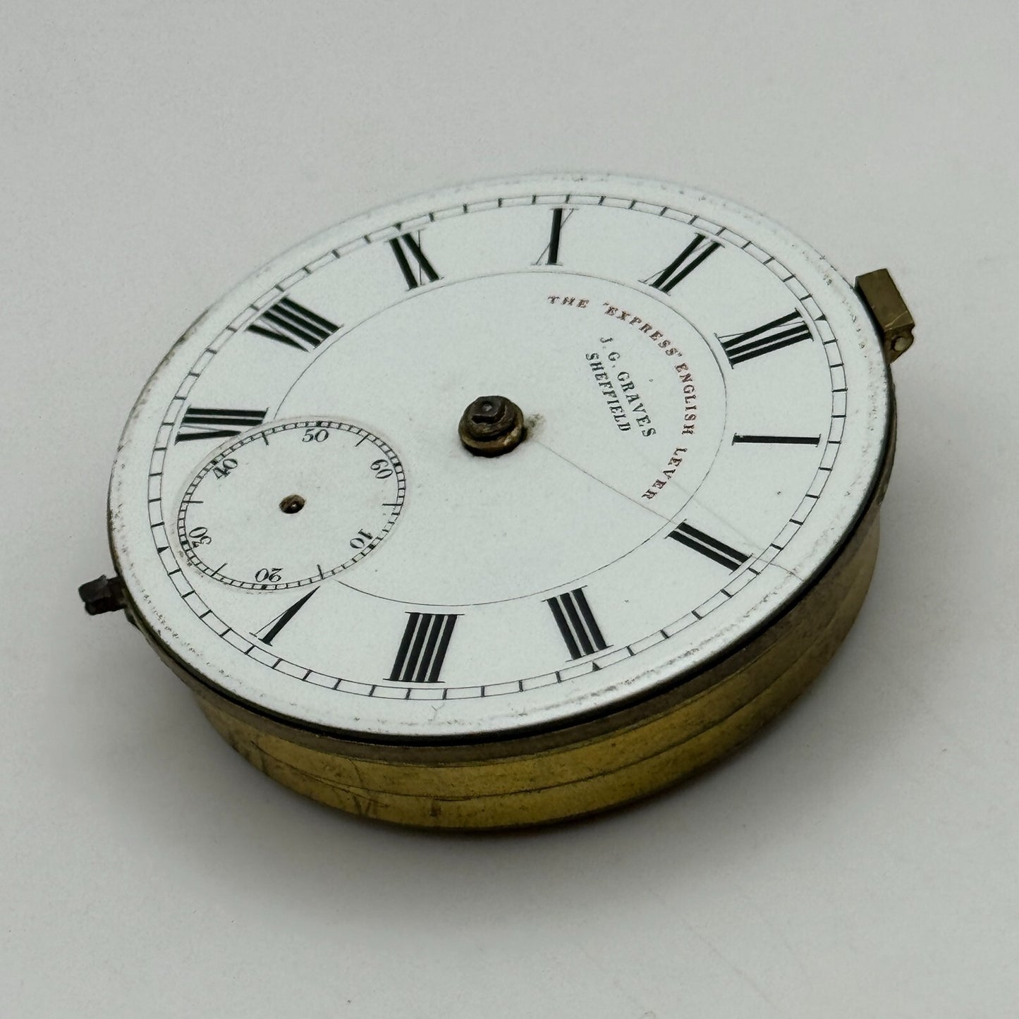44.6mm Antique J G Graves Sheffield English Express Lever Pocket Watch Movement