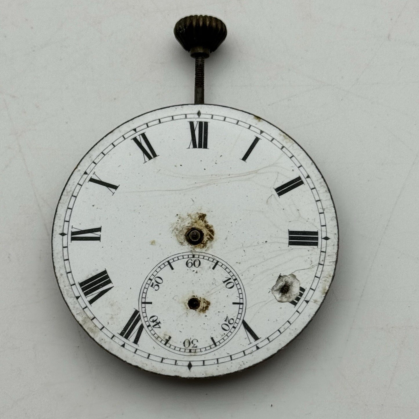 42.5mm Interesting Swiss Top Wind Pocket Watch Movement Dial FOR PARTS