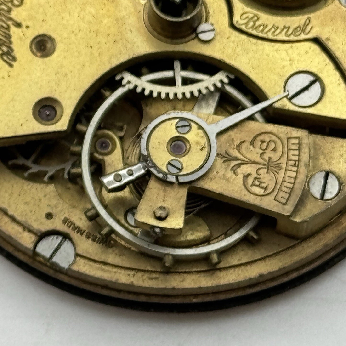 43.2mm H Samuel Patent Balance Pocket Watch Movement FOR PARTS Restoration