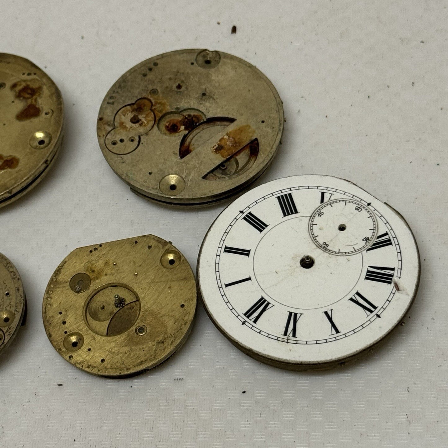 5 X Antique Key Wound Pocket Watch Movements Parts Repair Watchmakers Job Lot
